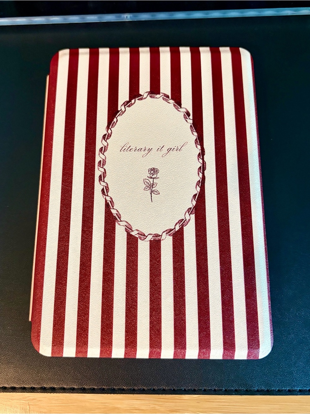 Striped 'literary it girl' Tablet Case - Burgundy & Cream